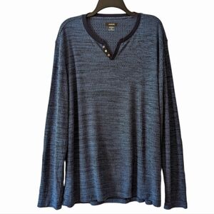 Alfani Men's Blue Long Sleeve Stretch Henley Shirt Size XXL